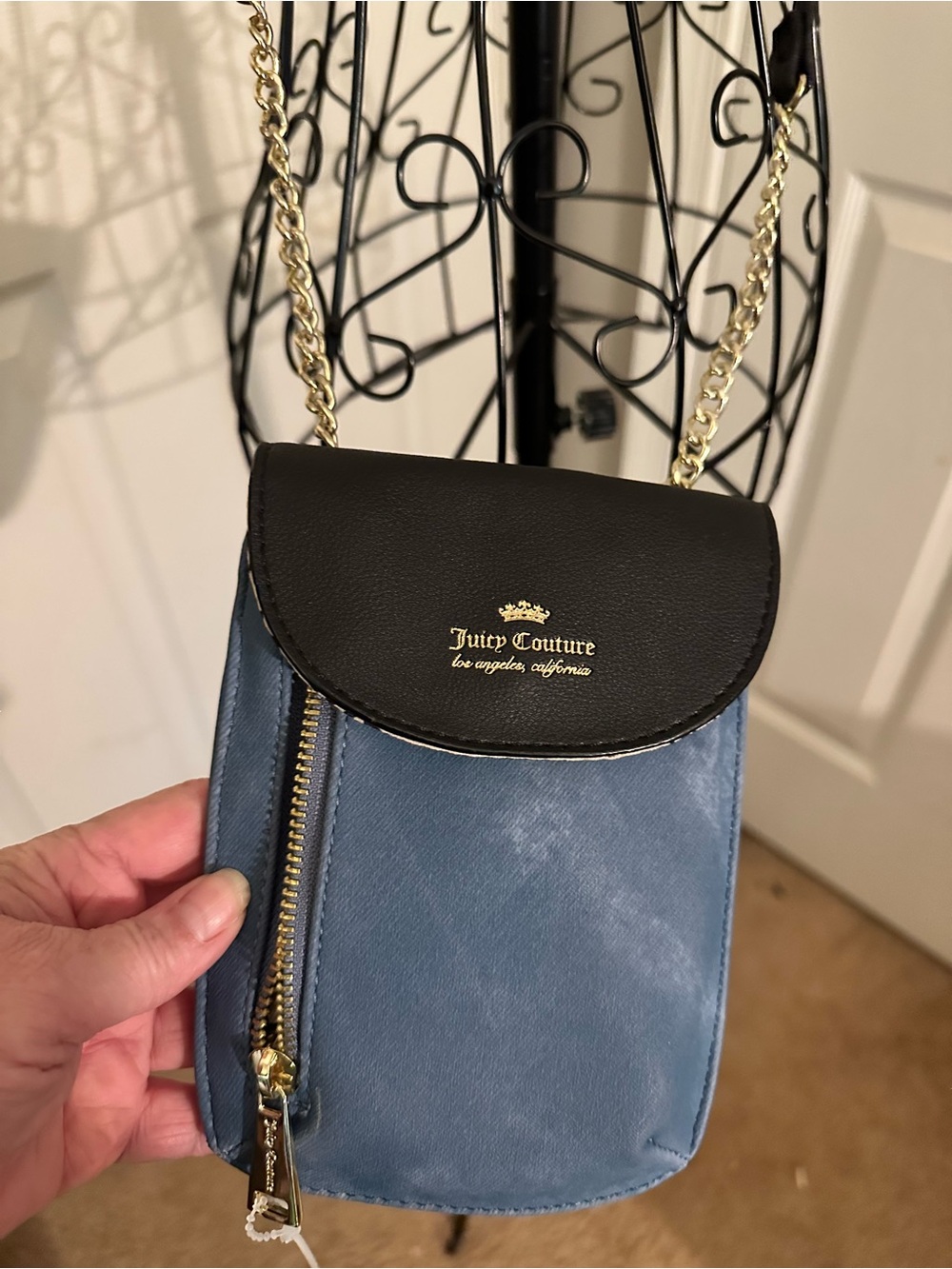 Juicy Couture "Cellie" Mini Crossbody bag W/ denim-look with gold-tone hardware